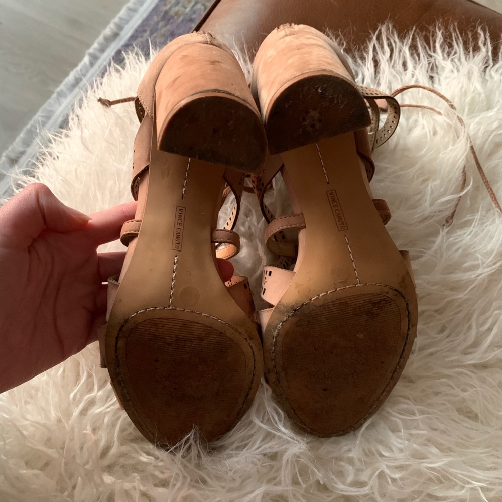 Vince Camuto Strappy 2 inch Camel Heels - Picture 4 of 5